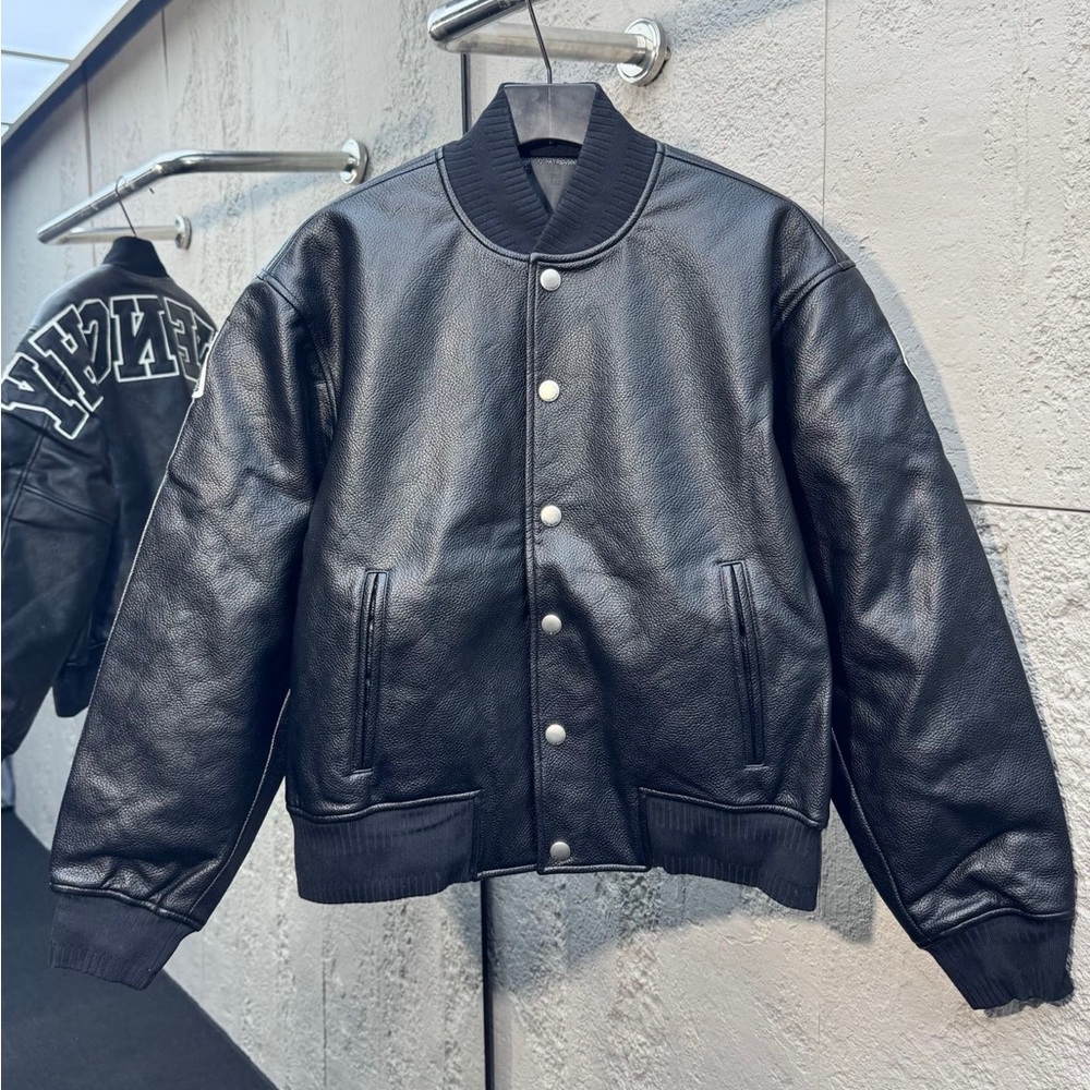 Givenchy Black Leather Varsity Bomber Jacket